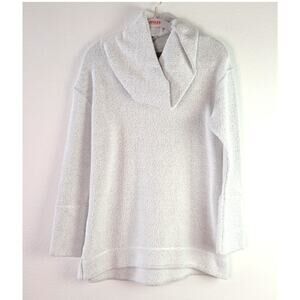 White/Gray women's Cowlneck Sweatshirt Top size M/L